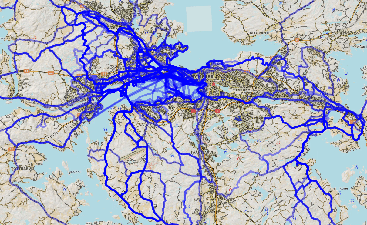 Stravan aktiviteetteja Trailmap-sovelluksessa