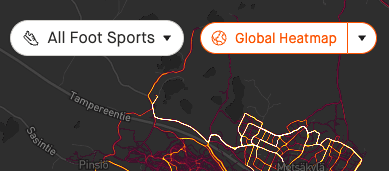 Strava heatmap aktiviteettien ja lämpökartan värityylin valinta